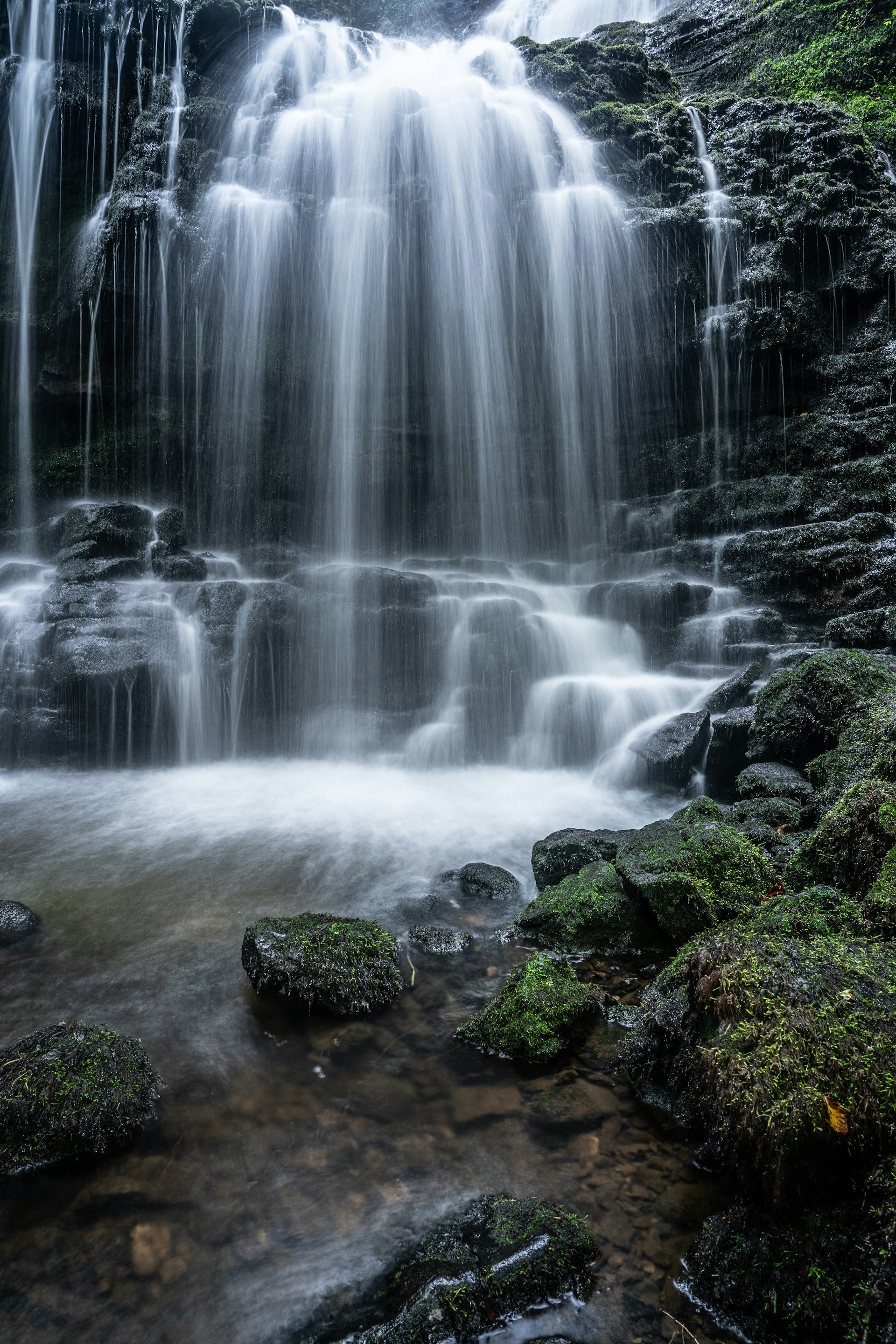 Fast moving waterfall "Scaleber Force Waterfall", in Skipton, Yorkshire